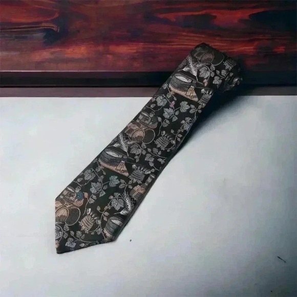 Vintage TOOTAL Brown Leaves Harvest Polyester Neck Tie (3.5”W x 55”L Britain - Picture 2 of 6